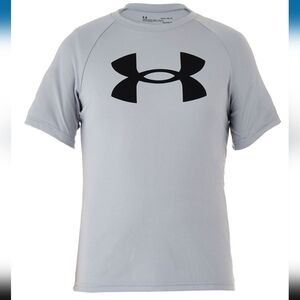 Under Armour Boys Tech Logo Short Sleeve Tee Young Medium Grey
